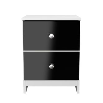 Lewis's Yarmouth 2 Drawer Bedside Cabinet in Black & White Matt - Ready Assembled - Lewiss Home | TJ Hughes
