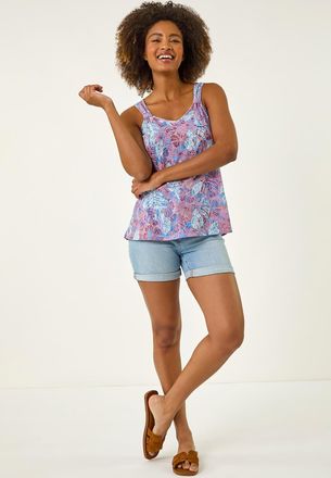 Roman Burnout Leaf Print Vest Top