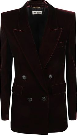 Saint Laurent Dubbelgeknoopte Fluwelen Blazer