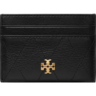 Tory Burch Charlie Quilted Leather Card Case in Black at Nordstrom