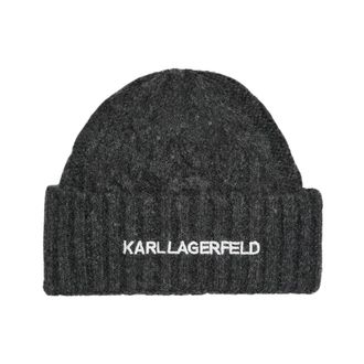 Karl Lagerfeld K/Essential Beanie - Dames - Hoeden - Grijs - ONE Size - Wol - Accessoires