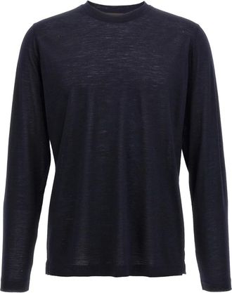 Zanone Lichtgewicht wollen T-shirt - Heren - Ronde hals truien - Blauw - XL - Wol - Truien & Vesten