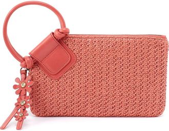 Hobo Sable Straw & Leather Wristlet in Wild Rose Woven Straw at Nordstrom