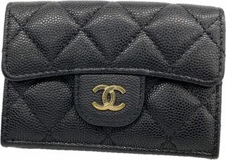 Chanel Black Grained Calfskin Wallet (Tri-Fold) (Pre-Owned)