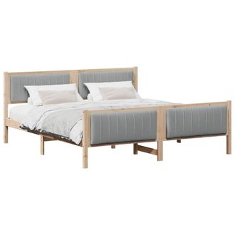 Berkfield Home Elegant Bed frame Brown & light grey 180 x 200 cm Solid pine wood in Natural