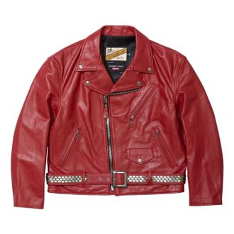 SUPREME FW25 x Number (N)ine Schott Perfecto Leather Jacket Red FW25J51-RED