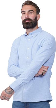 Firetrap Heren Basic Oxford-overhemd van katoen met knoopsluiting (Blauw)