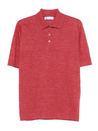 Brunello Cucinelli button-up polo shirt - men - Linen/Flax/Cotton - 60 - Red