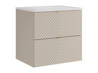 Vente-Unique Mobile Bagno Sospeso A Spina Di Pesce Con Lavabo Da Incasso Beige 60 Cm - Dorioni
