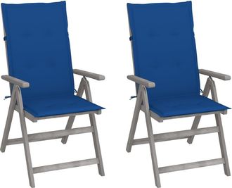 vidaXL Vidaxl - Sillas Reclinables Jard&iacute;n Y Cojines 2 Uds Madera Maciza Acacia
