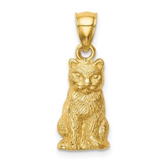 Diamond2Deal 14k Yellow Gold Cat Pendant