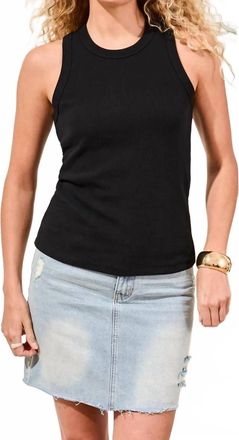 Tribal Racerback Ribbed Tank Top In Black