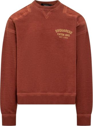 Dsquared2 Crewneck Sweatshirt - Heren - Sweatshirts - Rood - M - Katoen - Hoodies & sweatvesten