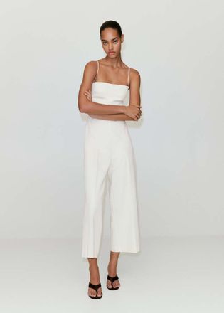 Mango Tuta schiena incrociata misto lino grezzo - Donna - XS - MANGO