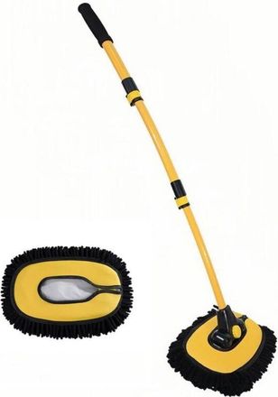 OEM Cepillo Telesc&oacute;pico Para Lavado De Autos, Curva De 15&deg;, Microfibra Mejorada, Aleaci&oacute;n De Aluminio, Mango Largo Con 1 Cepillo