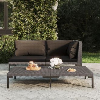 vidaXL Sof&aacute; De Jard&iacute;n Semicircular Y Cojines Rat&aacute;n Sint&eacute;tico Vidaxl