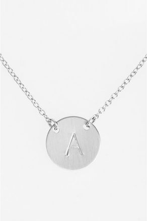 Nashelle Sterling Silver Initial Disc Necklace in Sterling Silver A at Nordstrom