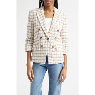 Veronica Beard Ryland Double Breasted Metallic Tweed Dickey Jacket in Ecru Multi at Nordstrom, Size 00