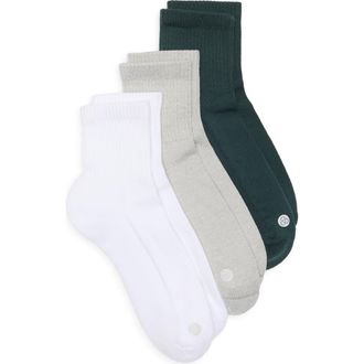 Zella Assorted 3-Pack Half Crew Socks in Green Timber at Nordstrom, Size 6-8.5