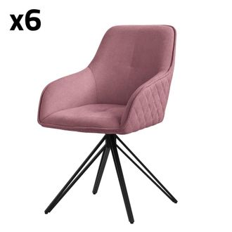 ML Design Sillas giratorias 360 grados, lote de 6, rosa antiguo