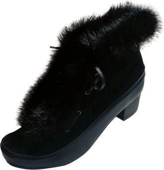 Generic WKAYsIV Ladies-Womens-Winter Women Platform Ankle Boots Gothic Metal Chain Lace-Up Warm Autumn Winter Boots Chunky Heel Breathable Leather Boots Flat 