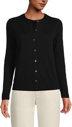 Lands End Fine Gauge Cotton Cardigan Sweater in Black at Nordstrom, Size X-Small P