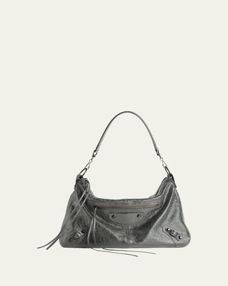 Balenciaga Mens Le City Moto Medium Leather Crossbody/Shoulder Bag