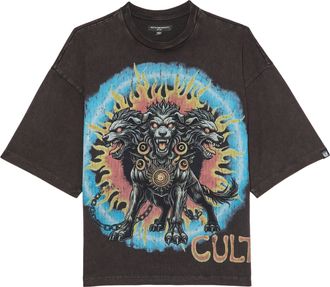 Cult of Individuality Cults Oversized Short Sleeve Crew Neck Tee May The Bridges I Burn in Vintage Charcoal