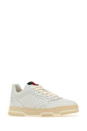 Gucci Womens White Leather Re-Web Sneakers Greatwhitegwgw Calf Skin