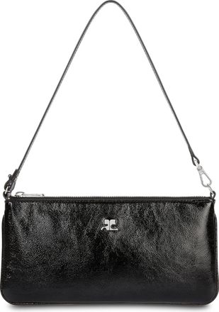 Courr&egrave;ges Glossy Leather Zipped Naolack Pouch with Detachable Strap