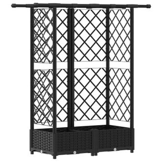 vidaXL Cama Elevada Con Trellis Y Techo Negro 124 X 40 X 123 Cm Pp Vidaxl