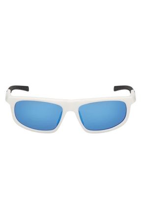 adidas 56mm Geometric Sunglasses in White /Blue Mirror at Nordstrom