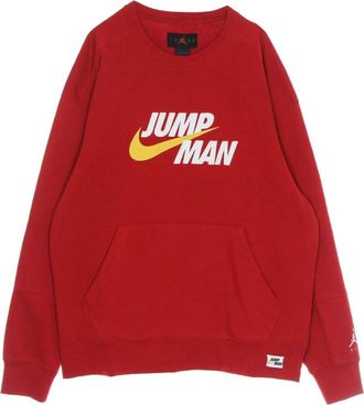 Nike Jordan Klassiek sweatshirt met ronde hals en geborduurde logos - Heren - Sportshirts - Rood - L - Katoen - Fitness