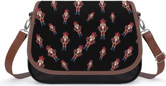 Generic Nutcracker Christmas Poinsettias Womens Crossbody Bag Fashion Shoulder Handbags Message Tote Bag with Adjustable Strap