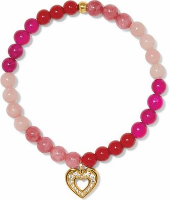 Brighton Womens Enchanting Heart Stretch Bracelet In Pink / Gold