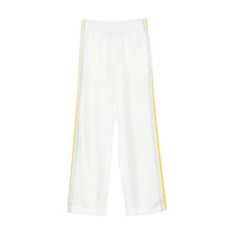 Casablanca Wide Trousers, male, White, Size: XL Tennis Landscape Silk Twill Trousers