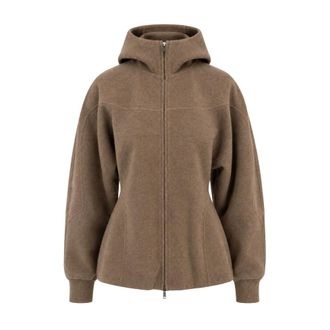 Max Mara Hoodies & sweatvesten, Dames, Beige, S, Zip-through Sweatshirt
