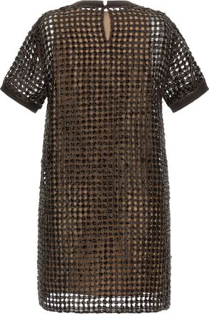Brunello Cucinelli Womens Brown Silk Short Dress