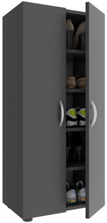ebuy24 Gabinete De Zapatos De Madera Vcm Dimensiones: Al. 108 X An. 49 X P. 30 Cm Armario Multiusos 5 Compartimentos 2 Puertas Giratorias - Ulas (antracita)