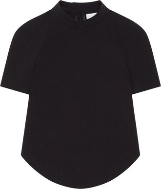 Courr&egrave;ges T-shirt met opstaande kraag en korte mouwen - Dames - T-shirts - Zwart - S - Wol - Tops