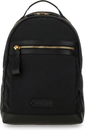 Tom Ford Mens Backpack With Logo Black Polyester Backpacks
