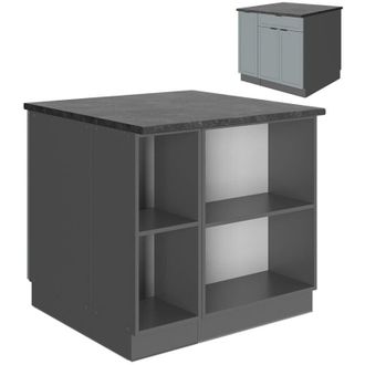 Vicco Isla De Cocina Fame-line, Azul Claro-gris, 90 Cm Con Caj&oacute;n, Sin Encimera, Vicco