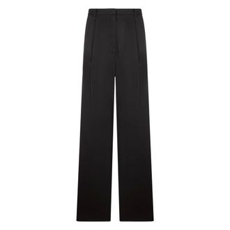 Emporio Armani Broeken, Dames, Zwart, M, Polyester, Geklede broek met plooien