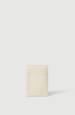 Brunello Cucinelli Fine grain calfskin card holder in Chalk at Nordstrom