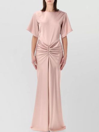 Andamane iris satin maxi dress short sleeves