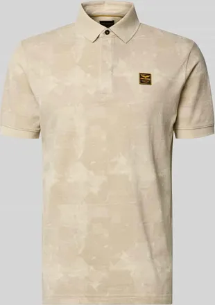 PME Legend Slim Fit Poloshirt mit Label-Patch in Offwhite, Gr&ouml;&szlig;e XXXL