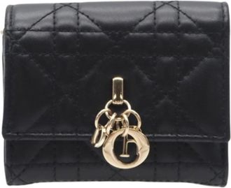 Dior Black Leather Wallet (Tri-Fold) (Pre-Owned)