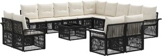 vidaXL Conjunto De Sof&aacute;s De Jard&iacute;n 14 Uds. Negro Y Blanco Crema Vidaxl