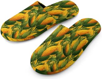 Generic Corn Print Mens Slippers Warm Non-Slip Houes Shose Spa Slipper for Home Bedroom