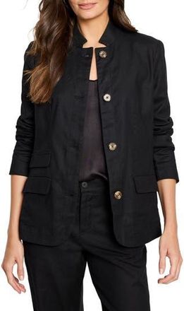 Nic+Zoe Ava Cotton & Linen Blazer in Black Onyx at Nordstrom Rack, Size X-Large